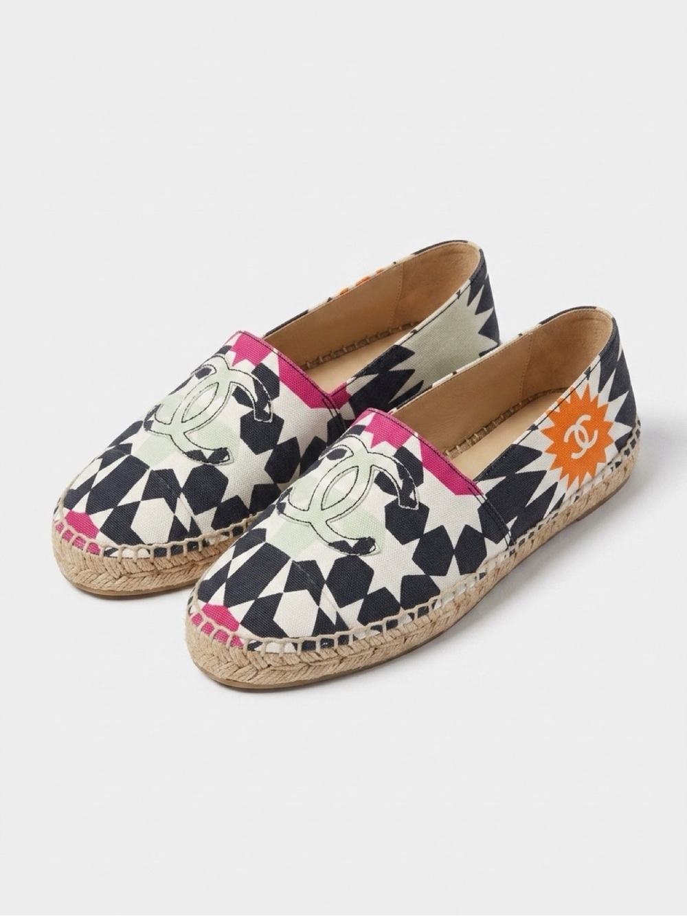 Chanel Interlocking CC Multicolor Canvas Espadrilles